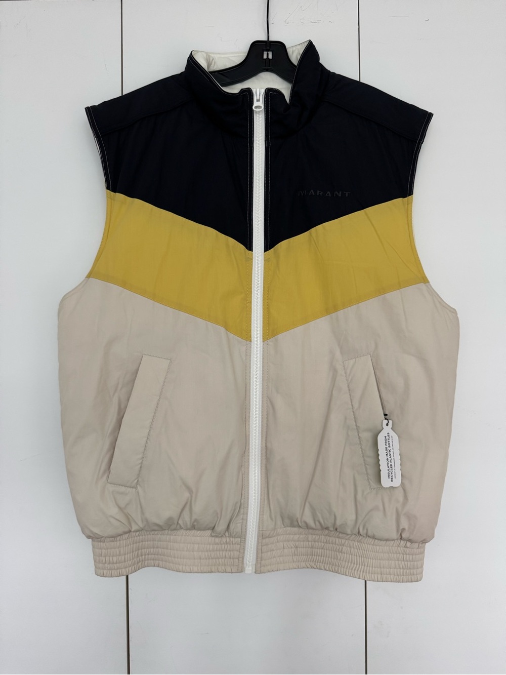 Isabel Marant Men's Colorblock Puffer Vest in Black, Yellow & Cream